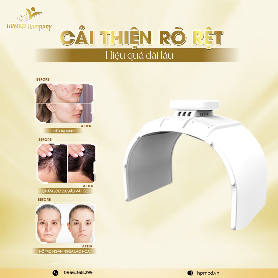 Máy trị liệu ánh sáng HPMED cải thiện mụn chăm sóc da đầu tóc và hỗ trợ ngăn ngừa lão hóa